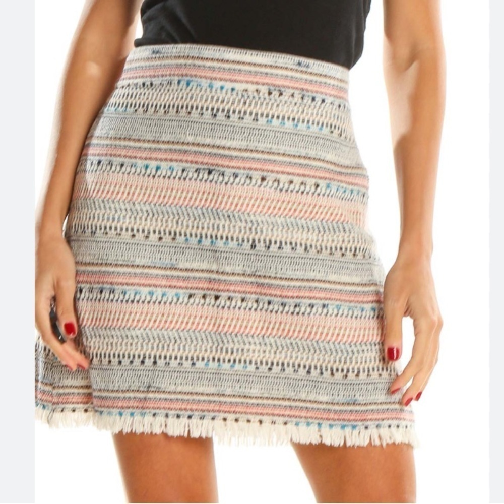 Ann Taylor LOFT Multicolor Aztec Print Holiday Pencil Skirt Size 12